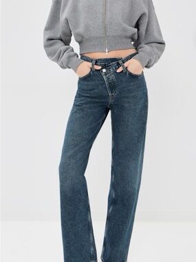 Agolde Straight Leg High-Rise Jeans in Dark Indigo